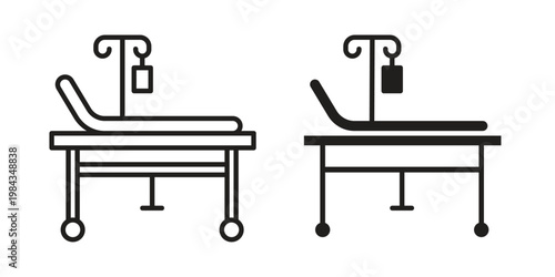 Hospital bed icon, thin line symbol, editable stroke eps 10