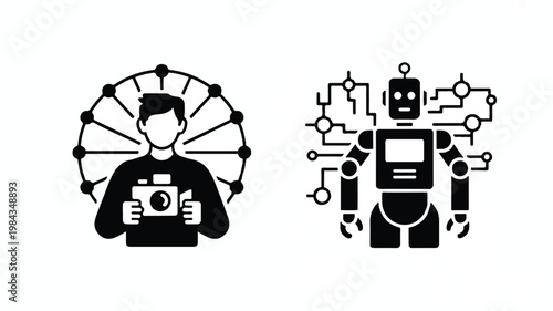 AI photography assistant and robotic photographer with circuit board connections
