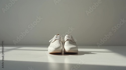 White Sneakers On Clean Minimalist Background