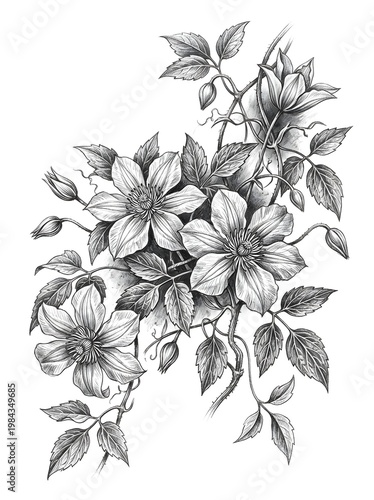 flowering plant sketch art drawing