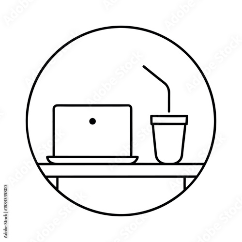 Modern Cafe Workstation Illustration for Lifestyle Blogs.