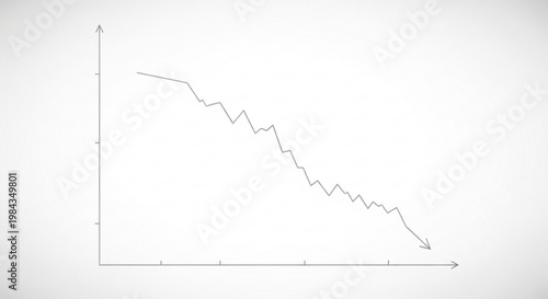A vector graphic illustration of a downward trending line graph with a jagged line