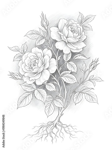 flowering plant sketch art drawing