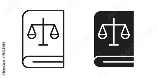 Law book icon, thin line symbol, editable stroke eps 10
