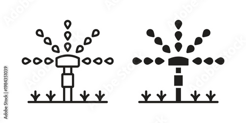 Lawn sprinkler icon, thin line symbol, editable stroke eps 10