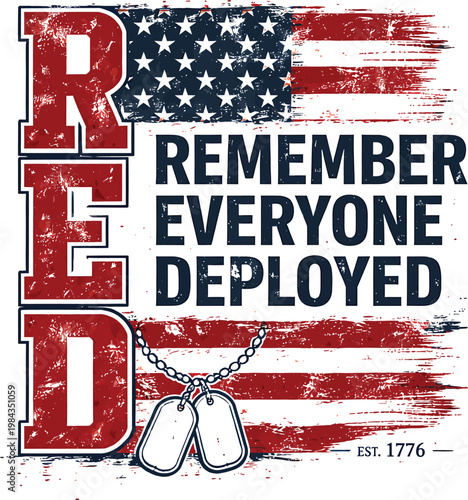 Canvastavla R E D Remember Everyone Deployed Patriotic Military Quote With American Flag And