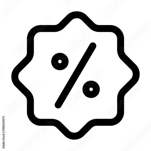 Discount icon with percent symbol representing sale, promotion, and marketing offers. Minimal vector design.