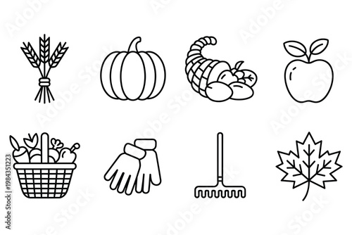 Black and white of plants, flowers, and gardening tools