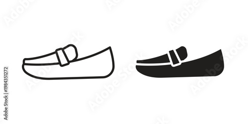 Loafer icon, thin line symbol, editable stroke eps 10