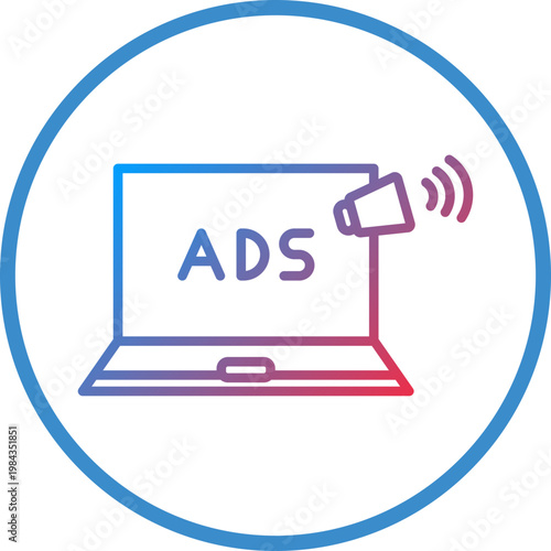 Online Ads Line Icon Style