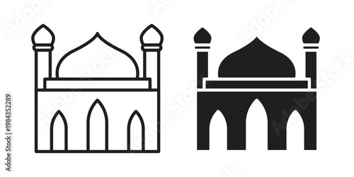 Mosque icon, thin line symbol, editable stroke eps 10