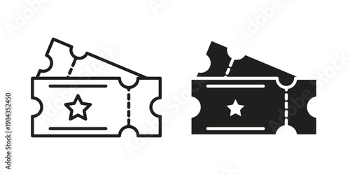 Movie ticket icon, thin line symbol, editable stroke eps 10