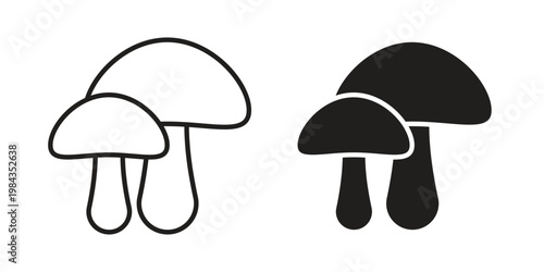 Mushrooms icon, thin line symbol, editable stroke eps 10