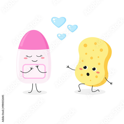 Love confession of cartoon sponge to shower gel