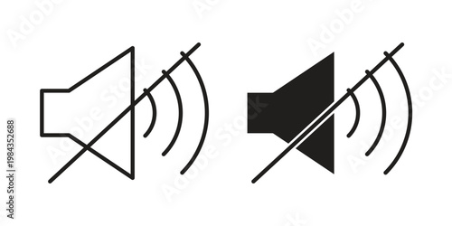 Mute sound icon, thin line symbol, editable stroke eps 10