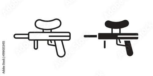 Paintball gun icon, thin line symbol, editable stroke eps 10