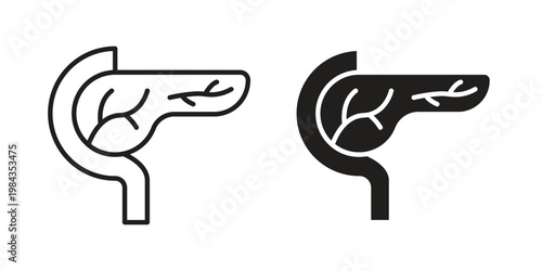 pancreas icon, thin line symbol, editable stroke eps 10