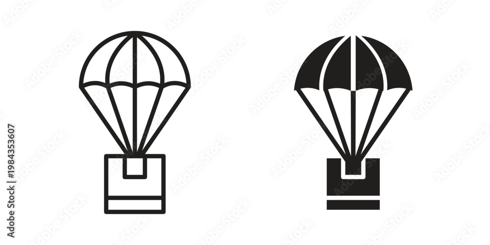 Fototapeta premium Parachute icon, thin line symbol, editable stroke eps 10