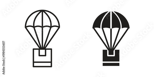 Parachute icon, thin line symbol, editable stroke eps 10