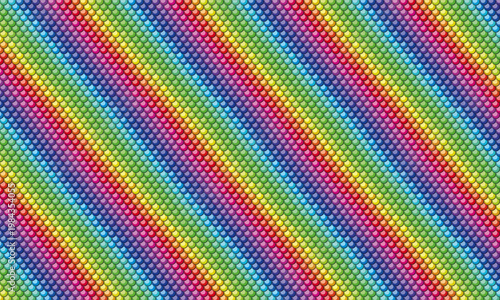 Vibrant Rainbow Diagonal Bead Pattern - A seamless and colorful design featuring a spectrum of hues arranged in shimmering rows for a lively backdrop.