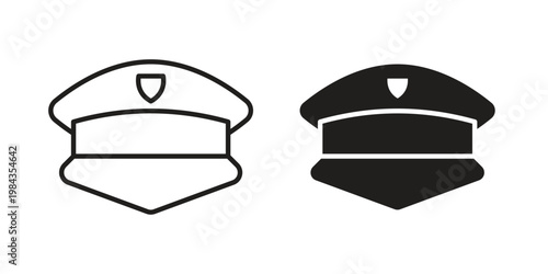 Police cap icon, thin line symbol, editable stroke eps 10