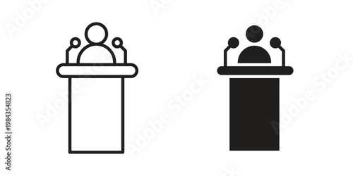 Politician speaker icon, thin line symbol, editable stroke eps 10