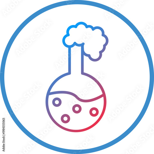 Chemical Reaction Line Icon Style