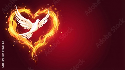 Pentecost Sunday Christian holiday Abstract Banner. Whit Sunday or Whitsun Vector Illustration. Holy spirit or Holy Ghost. Copy Space Horizontal poster. Website header, social media post, Prayer