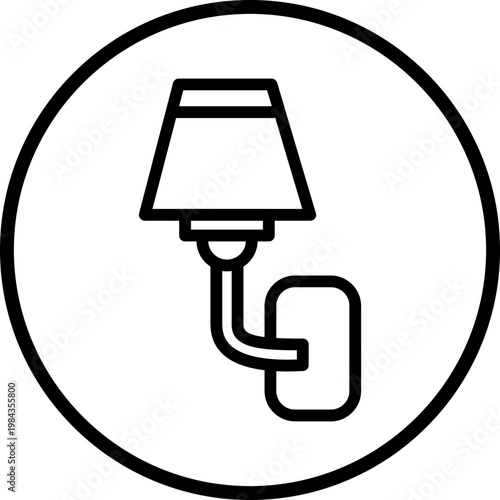 Wall Lamp Line Icon Style