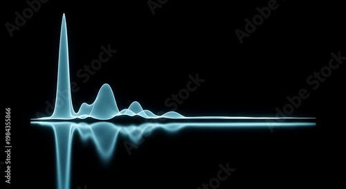 Fotografía Digital audio wave frequency spectrum visualization with blue glowing light refl