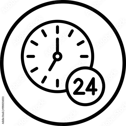 Working Hours Line Icon Style