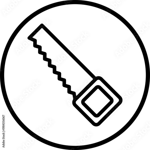 Hand Saw Line Icon Style