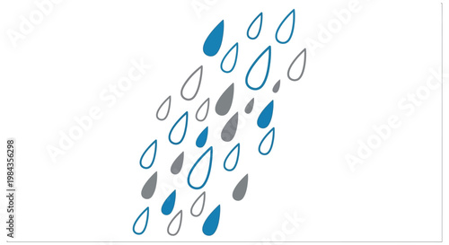 Abstract representation of falling raindrops in varying shades of blue and gray creating a dynamic visual effect silhouette high quality professional