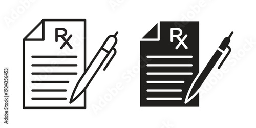 RX icon, thin line symbol, editable stroke eps 10