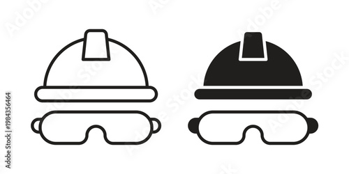 Safety helmet icon, thin line symbol, editable stroke eps 10