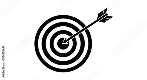 Bullseye target with an arrow hitting the center representing precision and focus in design.