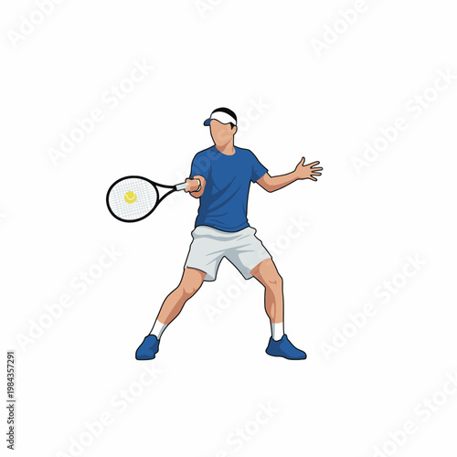 Tennis player athlete hitting forehand ball isolated on white