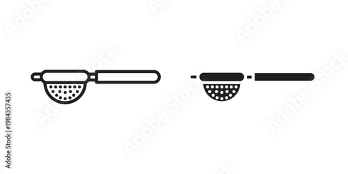 sieve icon, thin line symbol, editable stroke eps 10