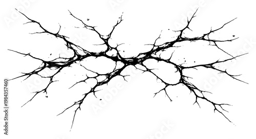 Ground crack or wall fracture vector illustration, Hand drawn broken surface effect with jagged lines, Vintage distressed texture sketch