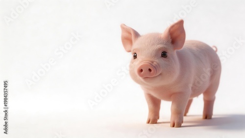 Cute piglet on white background
