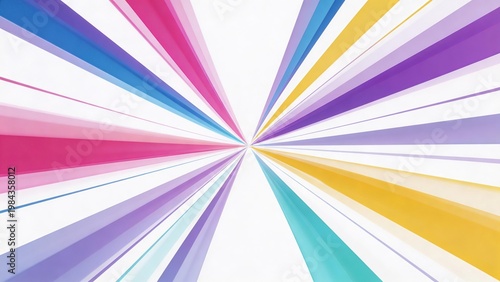 Colorful radiating lines on white background