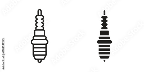 Spark plug icon, thin line symbol, editable stroke eps 10
