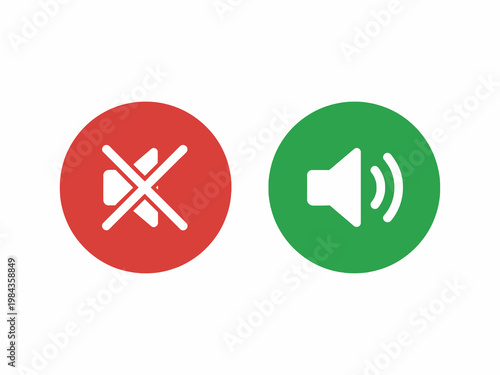 Speaker Mute and Audio On Icon Set in Round Buttons