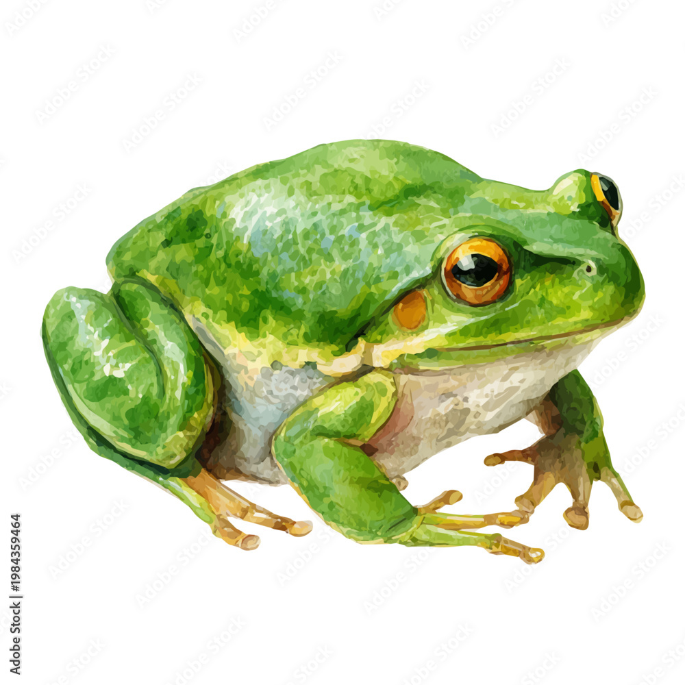Fototapeta premium Frog watercolor artwork, high-quality professional vector illustration isolated on a white background.