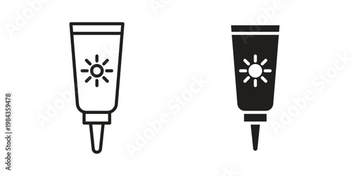 Sunscreen icon, thin line symbol, editable stroke eps 10