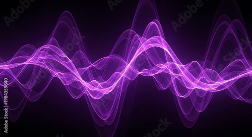 Abstract purple wave design on a black background creative digital artwork