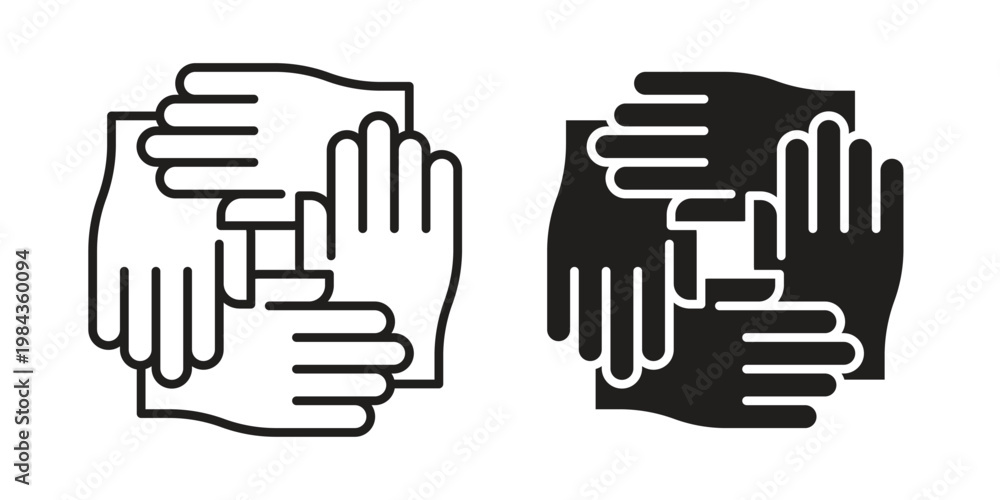 Obraz premium Teamwork icon, thin line symbol, editable stroke eps 10
