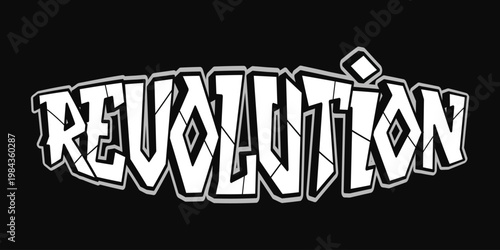 Revolution word in bold graffiti street art style