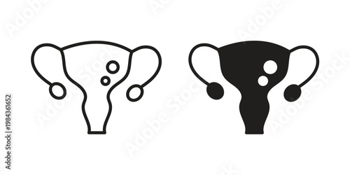 Uterus icon, thin line symbol, editable stroke eps 10