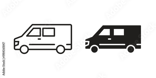 Van icon, thin line symbol, editable stroke eps 10
